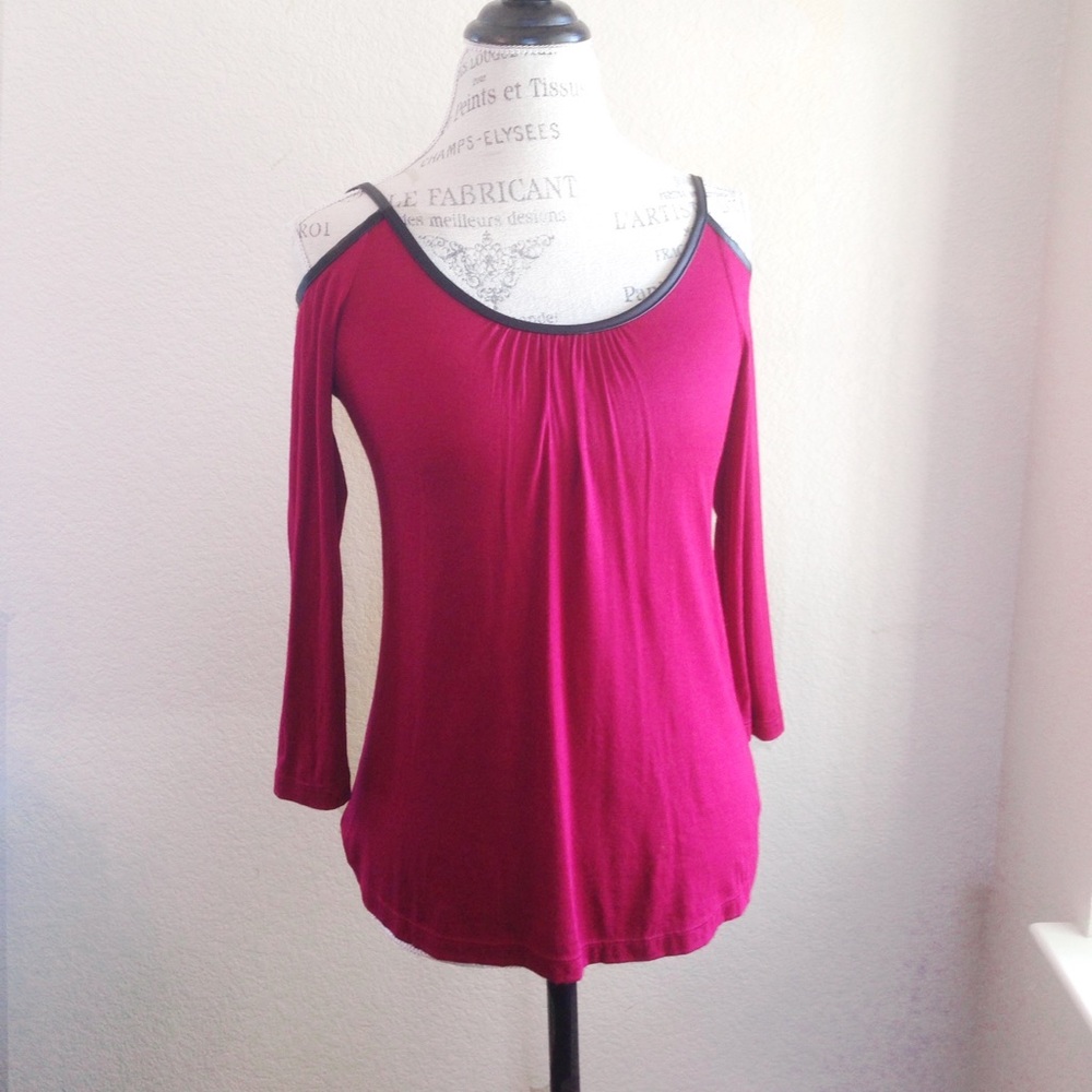NWOT "Ruby Roses" red cold-shoulder top